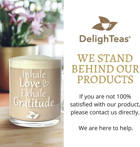 Miniatura 4 de DelighTeas Taza inspiradora para café/té, taza de vidrio de 12 onzas con asa, taza de vibraciones positivas, gran regalo para amantes del café