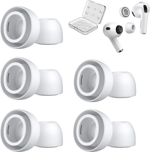 Miniatura 7 de 5 pares de almohadillas de repuesto para AirPods Pro 3 de silicona con bolígrafo limpiador y caja de almacenamiento portátil, color blanco