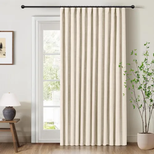 Miniatura 35 de INOVADAY Cortinas 100% opacas para dormitorio, cortinas opacas de 84 pulgadas de largo, cortinas opacas de lino con anillos de clip, aislamiento