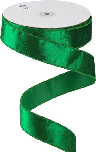 Miniatura 10 de MEEDEE Cinta de terciopelo verde musgo, 1.5 pulgadas, 25 yardas, terciopelo triturado, cinta de Navidad para árbol, coronas, lazos Verde Oliva