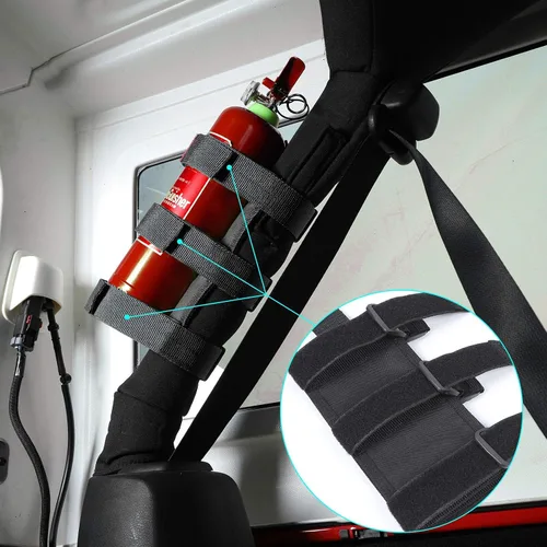 Miniatura 4 de Voodonala Soporte ajustable para extintor de incendios para Jeep Wrangler TJ YJ CJ JK JKU JL JLU JT y Ford Bronco Bronco Sport, soporte de correa
