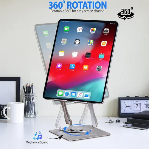 Miniatura 6 de Soporte giratorio para tableta para iPad/Kindle/iPhone de 13 a 4.7 pulgadas, soporte ajustable para tablet para escritorio, cocina, PC, accesorios