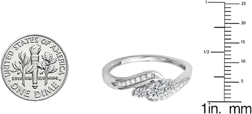 Miniatura 3 de Dazzlingrock Collection Anillo de compromiso con 3 piedras de oro de 14 quilates de 0.50 quilates con diamantes de oro de 14 quilates, Oro, piedra