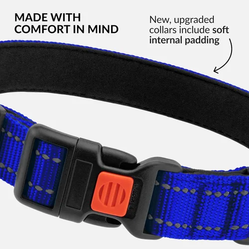 Miniatura 5 de CollarDirect Collar reflectante para perro o cachorro pequeño, mediano y grande con hebilla de liberación rápida, para niños y niñas, nailon Azul