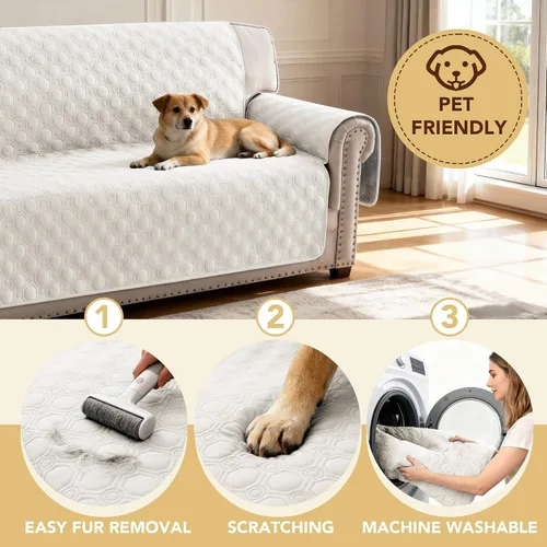 Miniatura 8 de H.VERSAILTEX Funda 100% Impermeable para Silla Gruesa y Duradera Fundas para Sofá para Perros Protector de Sofá Triple Antideslizante Fundas