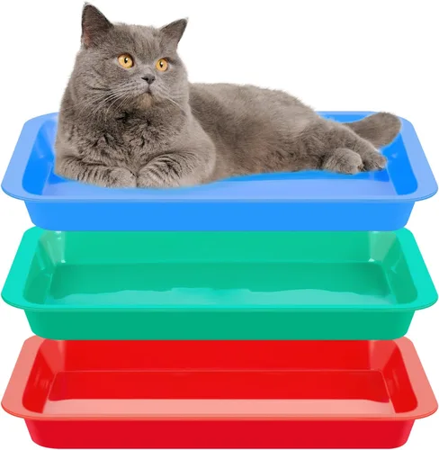 Tessco for you 3 cajas de arena para gatitos, caja de arena abierta para gatos, de plástico impermeable, bandeja para conejos, inodoro de viaje para