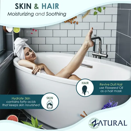 Miniatura 5 de Zatural Aceite de linaza prensado en frío – Aceite de semilla de lino líquido 100% puro sin OMG, vegano Omega-3 rico en ALA, perfecto