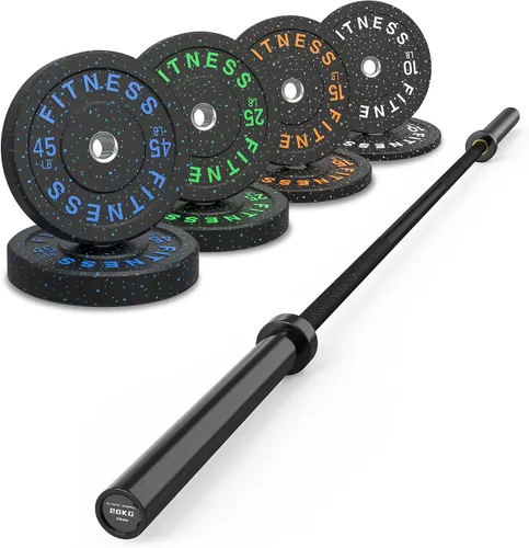 Miniatura 11 de HANDBODE Olympic High-Bounce Bumper Plates Bench Press Barbell Weights Set 2 - Inch, 10-55 lb Rubber Weight Sets for Home Gym, Strength Training