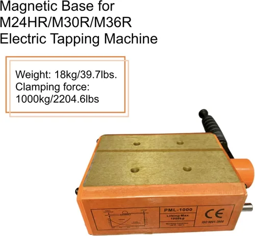 Miniatura 2 de Base magnética para brazo de roscado máquina eléctrica de roscado Base móvil con imán para máquina de roscado M24HR/M30R/M36R.