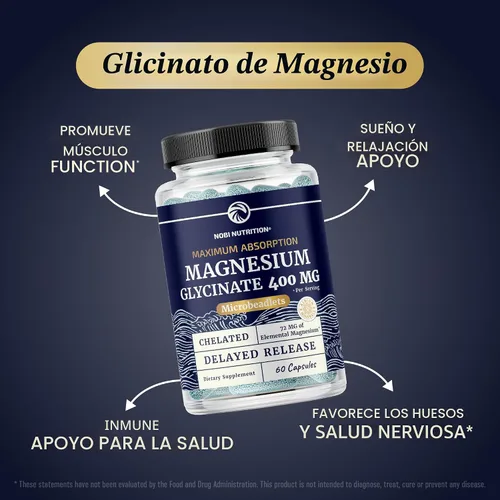 Miniatura 4 de Magnesium Glicinato 400mg Magnesio de Alta Absorción para el Sueño, la Calma, la Relajación Muscular, el Corazón, el Soporte Óseo y Nervioso
