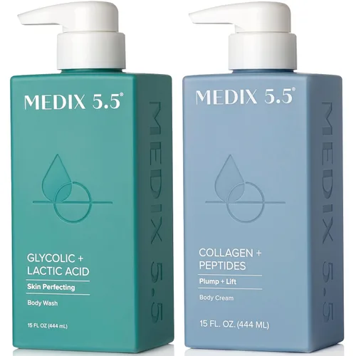 Miniatura 17 de MEDIX - Juego de 3 piezas para el cuidado de la piel antienvejecimiento Limpiador facial y corporal espumoso exfoliante con ácido glicólico AHA +