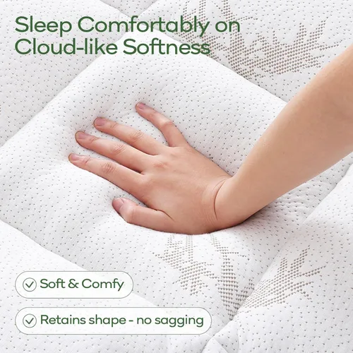 Miniatura 2 de OLANLY Cubrecolchón Tamaño King – Viscosa hecha de bambú, colchón refrescante suave con funda de almohada tamaño King para aliviar el dolor de Blanco
