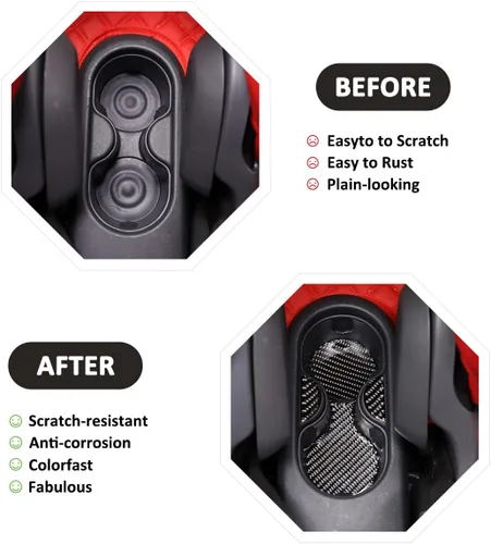Miniatura 5 de HAPPYHORSE Adhesivo de fibra de carbono para automóvil compatible con Fiat 500 2010-2019, calcomanía de fibra de carbono real, accesorios