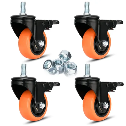 Miniatura 8 de Ruedas de Vástago de 3 Pulgadas Ruedas de Vástago Roscadas de Alta Resistencia Ruedas Giratorias de Vástago UNC 3/8"-16 x 1 Juego de 4 Ruedas