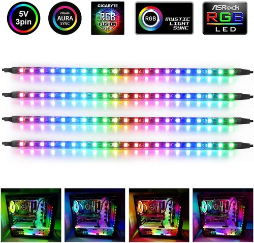 Miniatura 2 de Tira LED magnética NEON direccionable RGB para PC, tira ARGB de silicona difusa flexible de 4 x 13.7 pulgadas para cabezal LED de 5 V y 3 pines