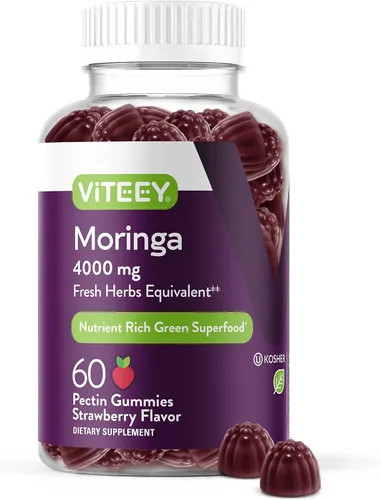 Viteey Moringa Gummies - 4,000 mg [de 400 mg de extracto 10: 1] | de Moringa Suplemento Super Greens - Gomitas antioxidantes para el bienestar y la
