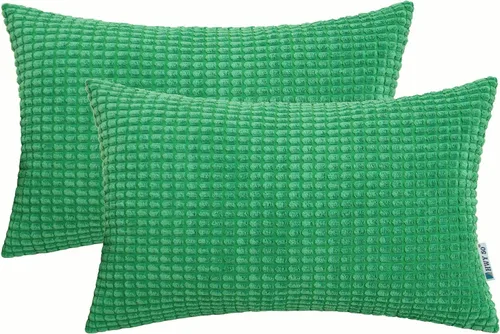 Miniatura 17 de HWY 50 Juego de 2 fundas de cojín de pana gris claro de 16 x 16 pulgadas, fundas decorativas suaves y sólidas para sofá, cama, sala de estar