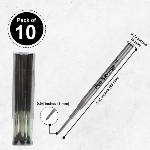Miniatura 4 de Pen Savings - Paquete de 10 repuestos de bolígrafo compatibles con bolígrafos Montblanc Twist Style Ballpoint, punta media (paquete a granel) (negro)