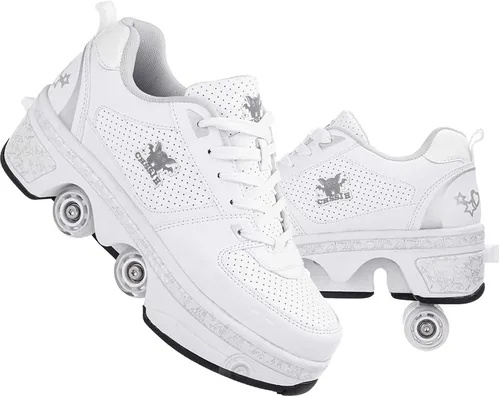 CHSSIH Zapatos de Patines con Ruedas para Niñas, Niños, Mujeres, Hombres y Adultos – Zapatos Retráctiles con Ruedas | Zapatos de Patinaje con Ruedas
