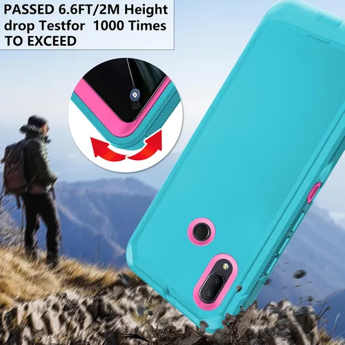 Miniatura 7 de Asuwish Funda de teléfono para Alcatel 3V 2019, híbrida, resistente, a prueba de golpes, dura, a prueba de caídas, cuerpo completo, resistente