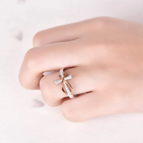 Miniatura 5 de JO WISDOM Anillo infinito de cruz de plata de ley 925 Circonita plata