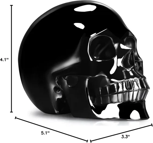 Miniatura 9 de Skullis Cráneo de cristal de obsidiana negra de 5.0 pulgadas, escultura artística de piedras preciosas talladas a mano, estatua de piedra curativa