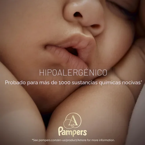 Miniatura 4 de Pampers Amore, tamaño 3 (13-26 libras), 66 unidades, nuestro mejor pañal, hipoalergénico y sin fragancia, hasta 100% a prueba de fugas, suave como