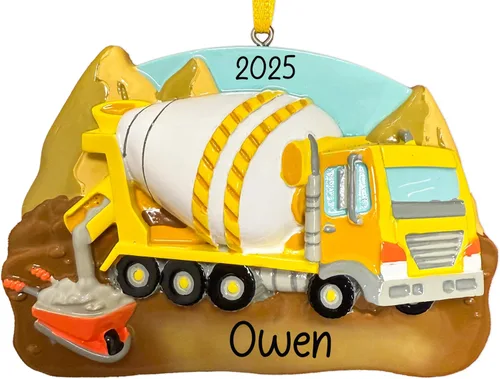 Miniatura 9 de Adorno de Navidad personalizado para retroexcavadora 2026, personalización gratuita Excavadora amarilla, excavadora poderosa, adorno de excavadora