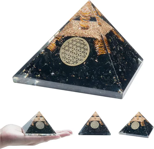 Miniatura 10 de Crocon Pirámides de orgón de turmalina negra, piedra curativa, piedras de pirámide, piedras de pirámide de cristal Reiki, colección de adivinación #5