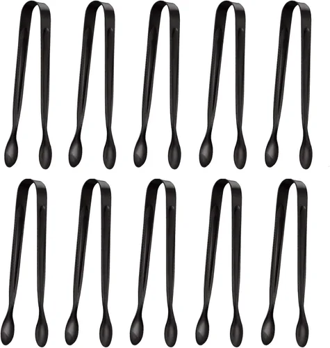 Miniatura 7 de Paquete de 10 pinzas pequeñas de hielo para azúcar, mini pinzas de acero inoxidable para servir aperitivos, para fiestas, café, té, vino, cocina