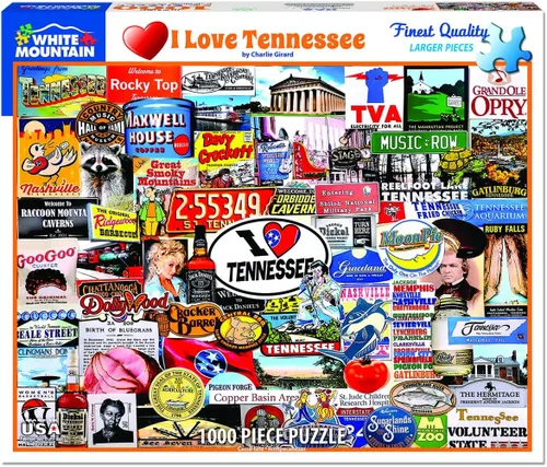 White Mountain Rompecabezas de 1000 piezas de iconos voluntarios del estado de collage con piezas grandes para adultos y familia de 24 x 30 pulgadas