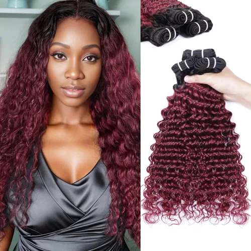 Miniatura 11 de Manojos de cabello humano ondulado profundo de 12, 14, 16 pulgadas, paquetes de ondas de agua, 100% sin procesar, 10A, cabello humano virgen