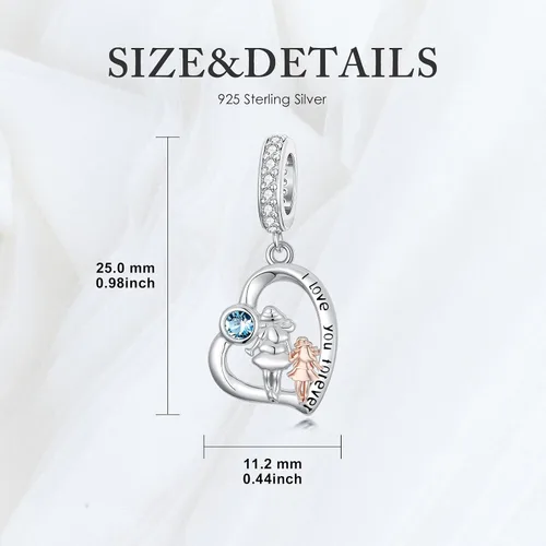 Miniatura 160 de PROESS Dije para padre, madre e hija, pulsera de plata de ley para pulseras, regalos de cumpleaños, día de San Valentín, para hija, madre, amante