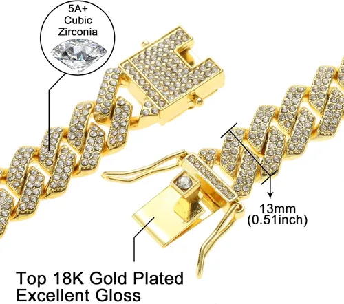 Miniatura 4 de Saintda Pulsera de eslabones cubanos para hombres y mujeres, pulseras de plataorooro rosa, pulsera cubana de Miami, joyería de hip hop, regalo