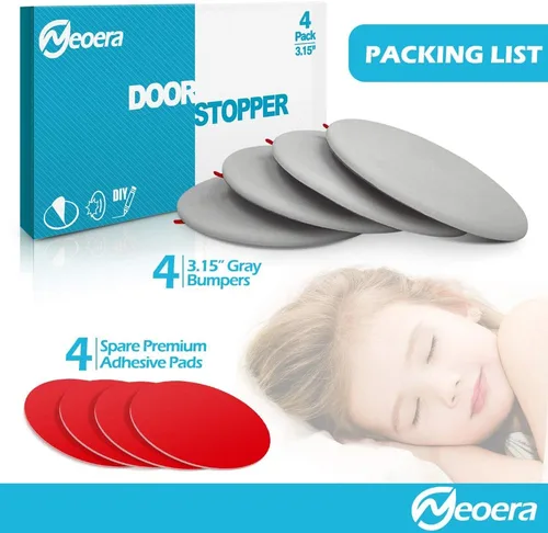 Miniatura 6 de Neoera - Tope para puerta de pared de goma suave redonda, protector de pared de silicona, 9.8 pies, autoadhesivo para puerta Gris