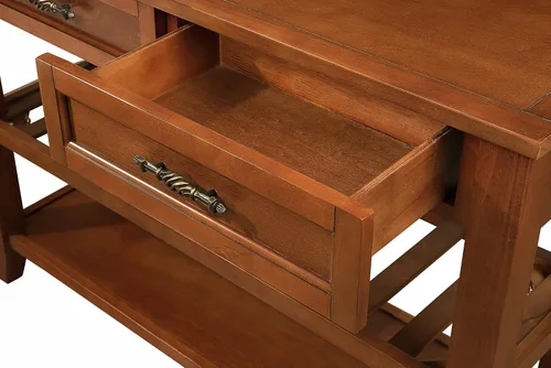 Miniatura 5 de LKTART Mesa consola de madera maciza con cajones de almacenamiento y estantes, mesas de sofá, mesa de entrada para sala de estar, detrás del sofá