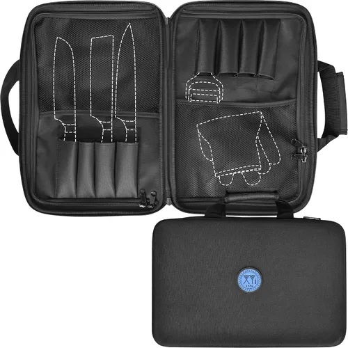XYJ Bolsa para cuchillos de 26 ranuras, estuche de transporte de tela Oxford, estuche de almacenamiento profesional para cuchillos de chef,