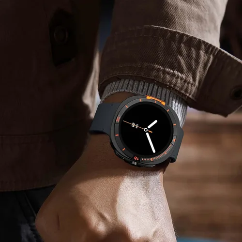 Miniatura 7 de Metal Cover Compatible with Samsung Galaxy Watch 8 Case 44mm, 2 in 1 Protective Rugged Bumper with Back Frame for Galaxy Watch 8 44mm (Black/Orange)