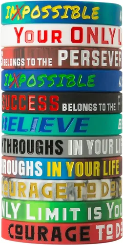 QEERBSIN Paquete de 12 pulseras motivacionales para hombres, mujeres y adolescentes, pulseras inspiradoras de silicona unisex para adultos