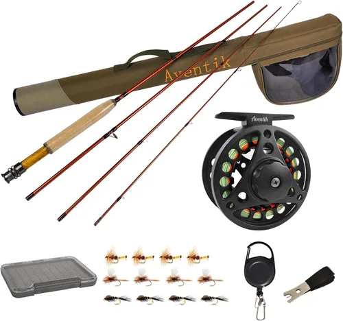 Miniatura 9 de Kit de Combo de Pesca con Mosca Extreme Aventik 0/1/2/3/4/5/6 Peso, Kit de Cañas de Pescar y Carrete de Mosca para Principiantes con Una Funda