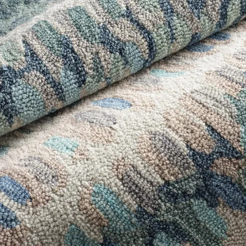 Miniatura 6 de Dash & Albert - Alfombra de lana con diseño de virutas de pintura - 4' x 6', azul. Alfombra de acento micro enganchado a mano, duradera, para áreas