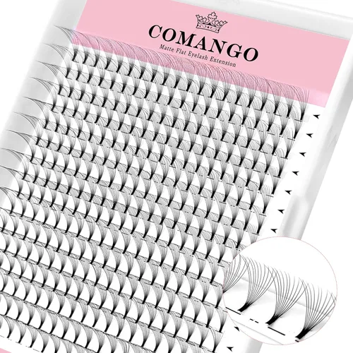 Miniatura 18 de CoMango Extensiones de pestañas de volumen 3D/4D/5D/6D/10D, grosor de 0.003 in, rizo C/D, tallo corto de 0.315-0.591 in, extensiones de pestañas