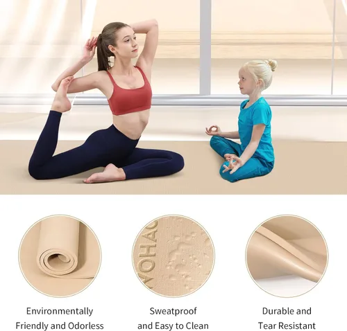 Miniatura 4 de Extra Wide & Thick 8mm Yoga Mat, 72"x31.5" Large Non Slip Exercise Mat, Premium POE Material for Superior Cushioning & Stability, with Strap for