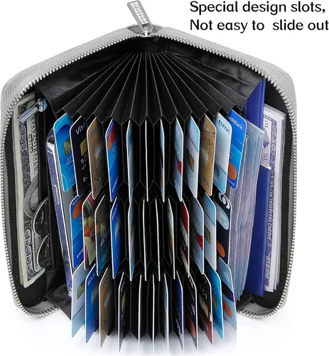 Miniatura 7 de OIDERY Cartera para tarjetas de crédito de gran capacidad para mujer, bloqueo RFID con correa extraíble