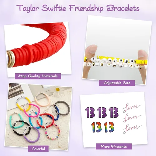 Miniatura 2 de SEICHYGO 11 pulseras inspiradas en Taylor para Swiftie Outfit Jewelry 1989 Fearless Folklore Speak Now Red Evermore con 5 piezas 13 TS y 3 tatuajes