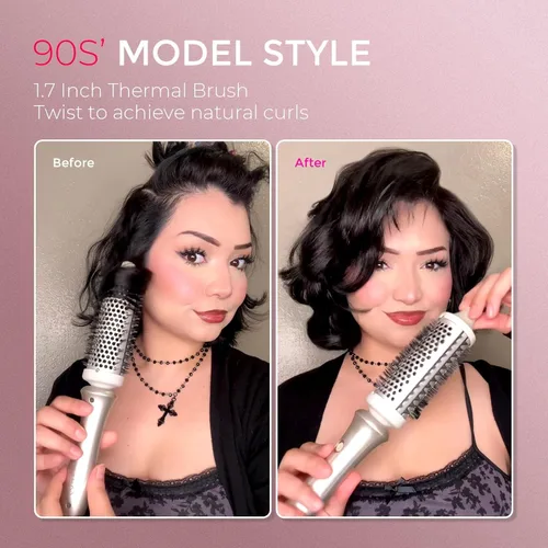 Miniatura 4 de TYMO STYLUX - Cepillo térmico 2.0 para rizar, voluminizador de 1.7 pulgadas con ajuste flexible para alisar el cabello, herramienta de peinado
