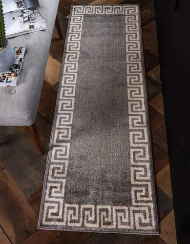 Miniatura 25 de Unique Loom Athens Collection - Alfombra clásica geométrica con diseño de borde moderno, 2 x 3 pies, color carbón/beige