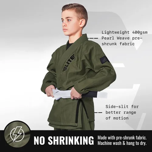 Miniatura 2 de Elite Sports Kids BJJ GI - Kimono brasileño Jiujitsu Gi con tela preencogida y cinturón, para niños y jóvenes, aprobado por la IBJJF