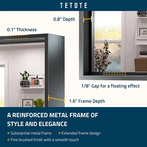 Miniatura 2 de TETOTE Espejo de baño con marco negro de 48 x 24 pulgadas, espejo rectangular grande de baño negro mate para pared, marco de metal, espejo