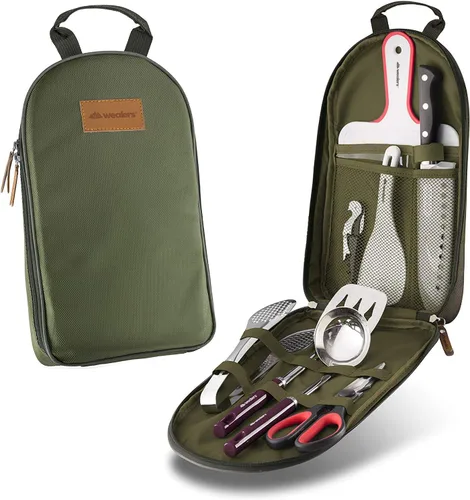 Miniatura 11 de Juego de utensilios de cocina para campamento, organizador de viaje, accesorios de parrilla, equipo compacto portátil para mochileros, barbacoa, 12